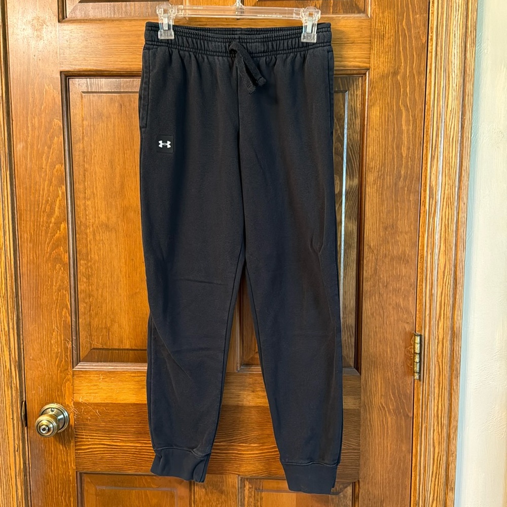 Well worn, but lots of life left, boys UA sweatpants